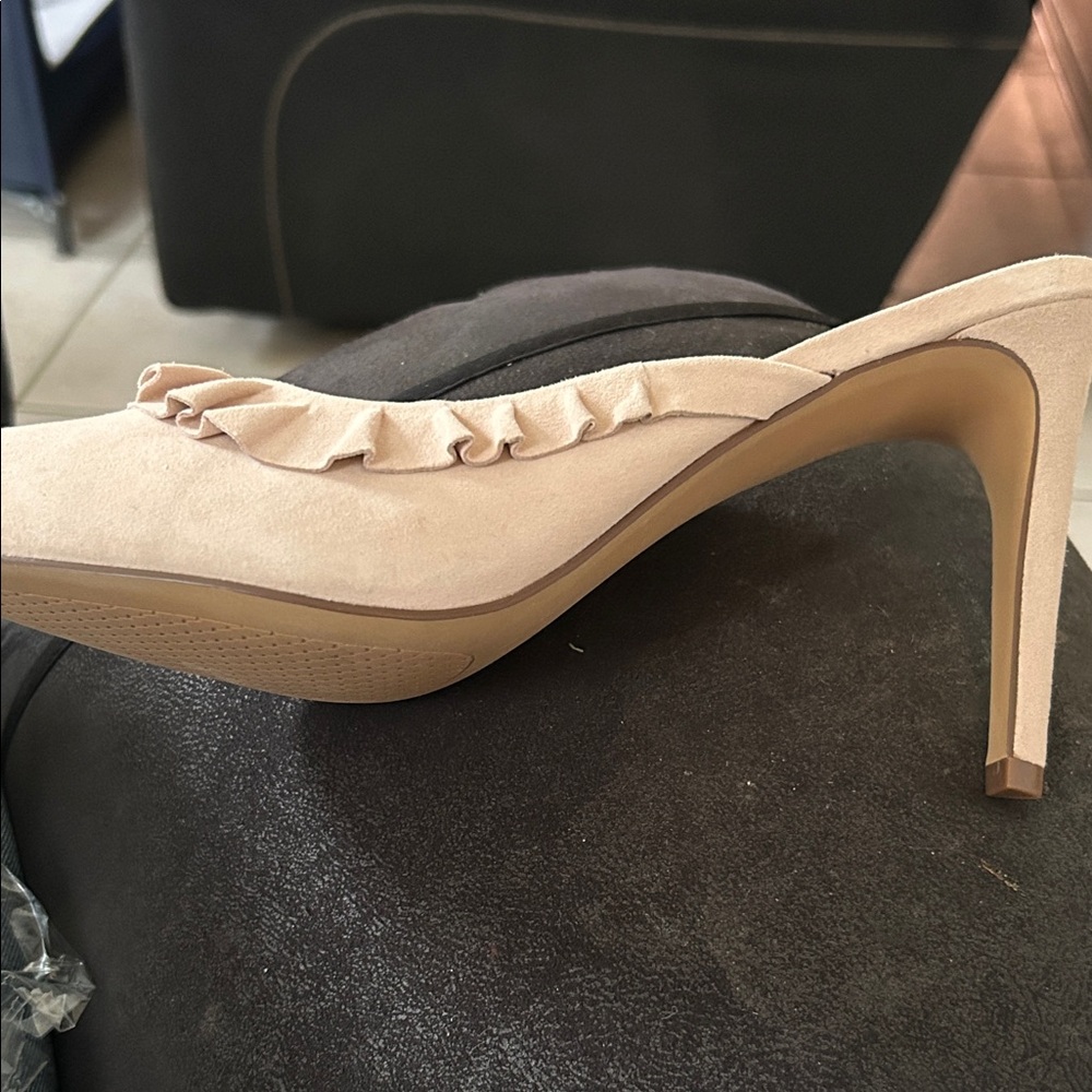 Leith Cream Ruffle Mules - Picture 2 of 4